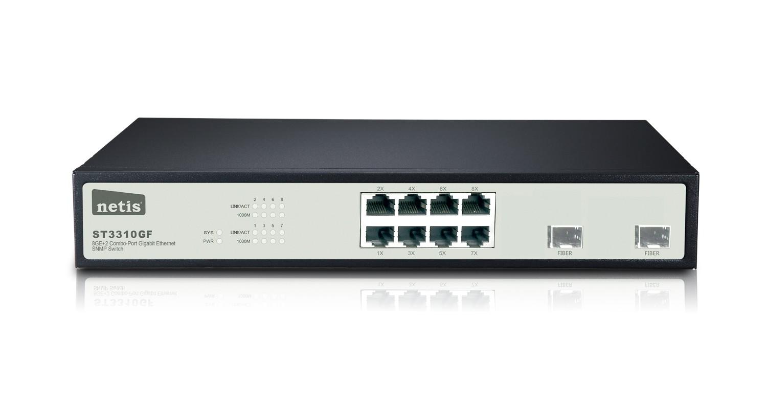 Netis ST3310GF 8GE+2 SFP-Port Gigabit Ethernet SNMP Switch