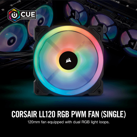 CORSAIR CASING FAN LL120 RGB 120mm Dual Light Loop RGB LED PWM Fan-Single Pack # CO-9050071-WW